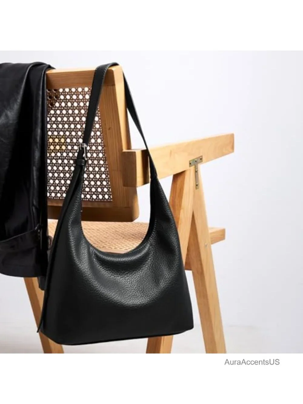 Crescent Tote Bag Women Vegan Leather Zipper Shoulder Purse Hobo